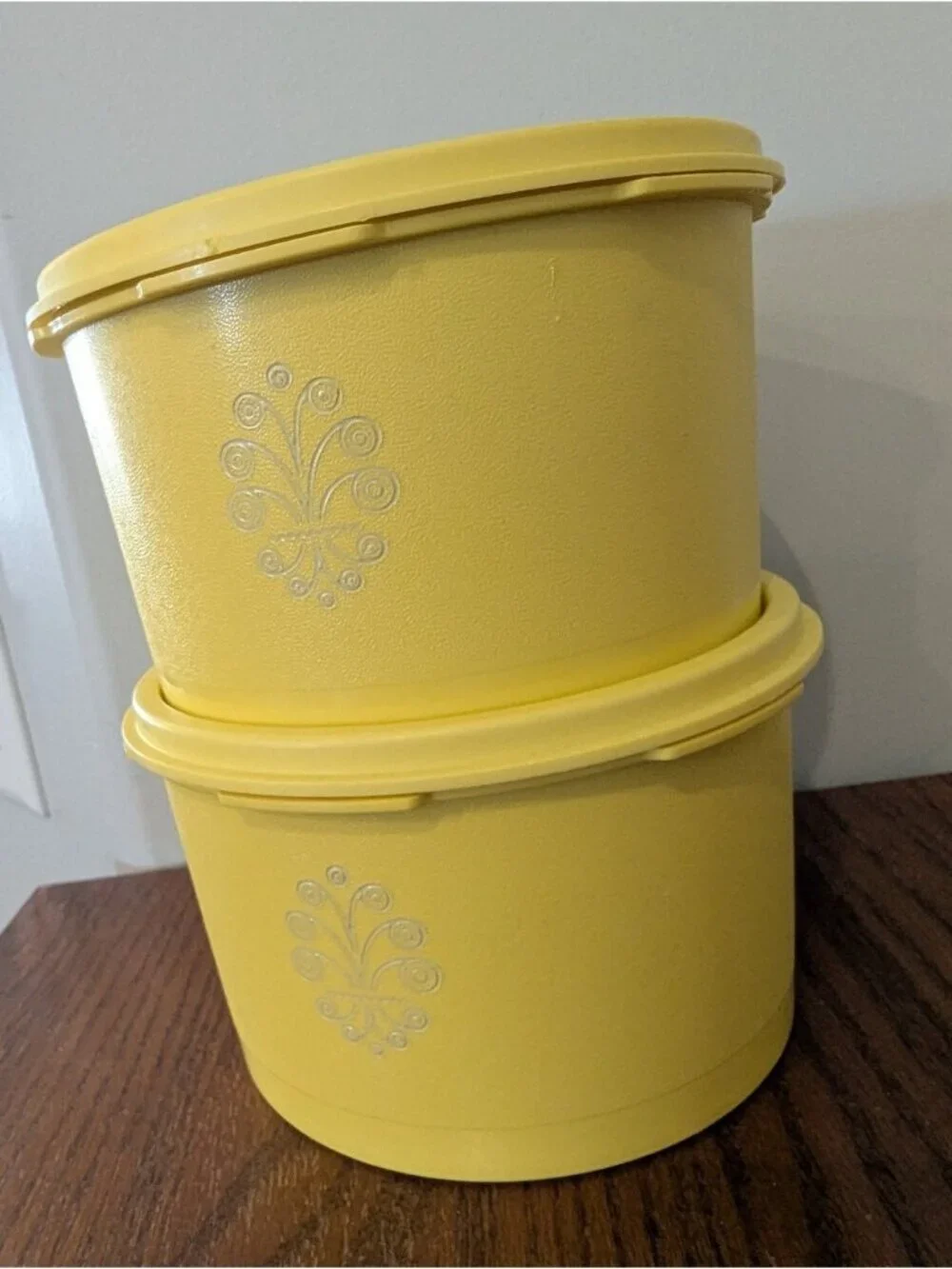 Vintage Tupperware Daffodil Yellow Servalier Canister with Lid Set of 2.
